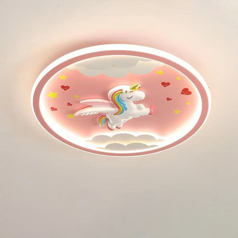 Modern Cartoon Resin Airplane Pegasus Acrylic Shade LED Kids Flush Mount Ceiling Light Cuvalon
