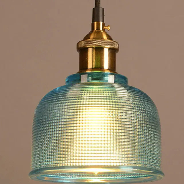 Vintage Textured Lattice Glass 1-Light Pendant Light Cuvalon