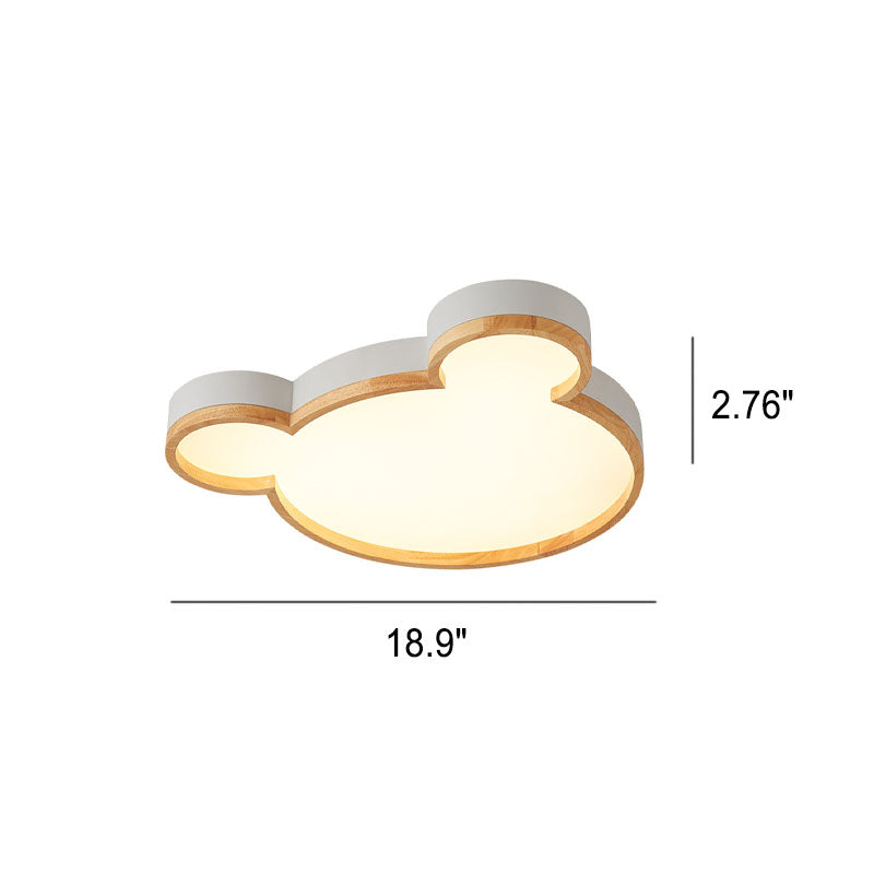 Nordic Wood Bear Shape LED Kids Flush Mount Ceiling Light Cuvalon
