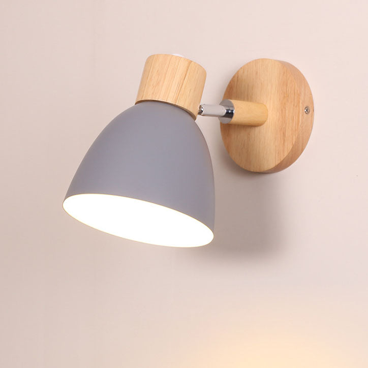 Modern Minimalist Solid Color Macaron Iron Wood 1-Light Wall Sconce Lamp Cuvalon
