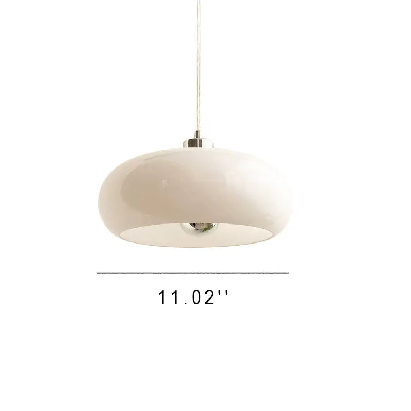 Vintage White / Orange Glass Dome 1-Light Pendant Light Cuvalon