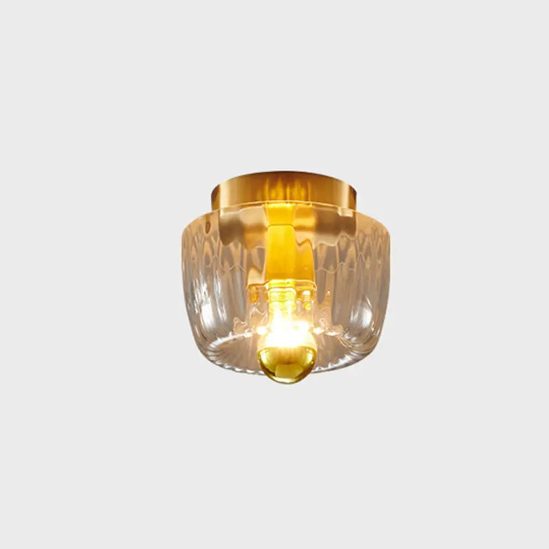 Modern Luxury Glass Sun Shape Full Copper Dual Purpose 1-Light Flush Mount Light Cuvalon