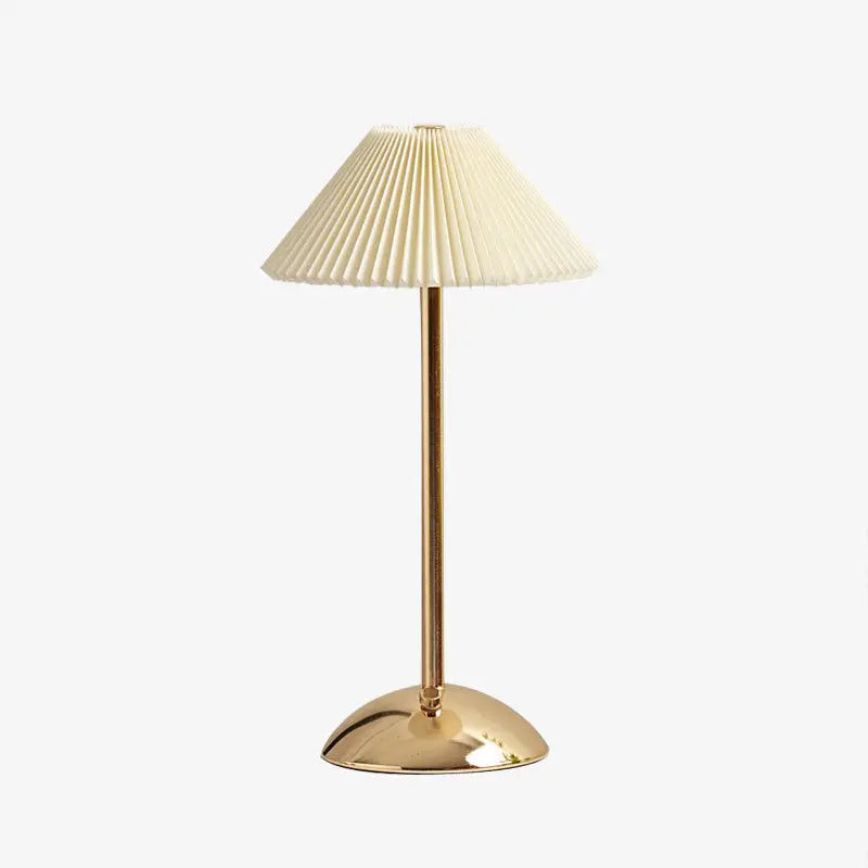 Contemporary Scandinavian Rechargeable Iron Fabric Conic Pleated 1-Light Table Lamp For Bedside Cuvalon