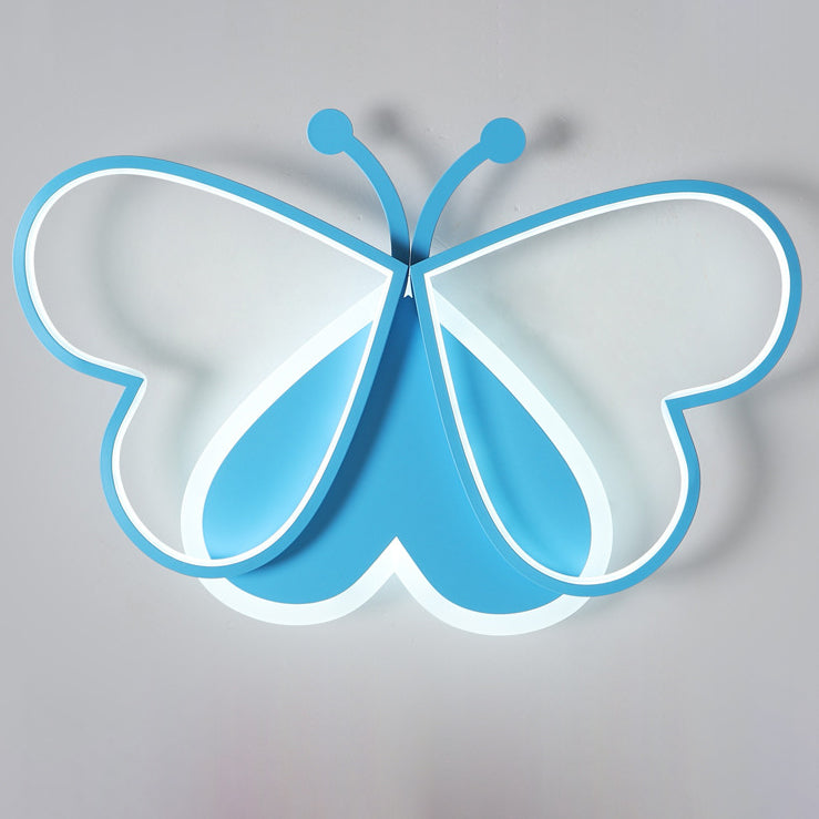 Modern Art Deco Acrylic Kids Butterfly Shape LED Flush Mount Light For Bedroom Cuvalon