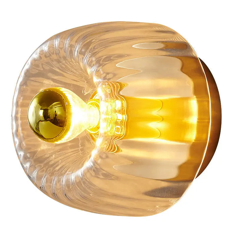 Modern Luxury Glass Sun Shape Full Copper Dual Purpose 1-Light Flush Mount Light Cuvalon