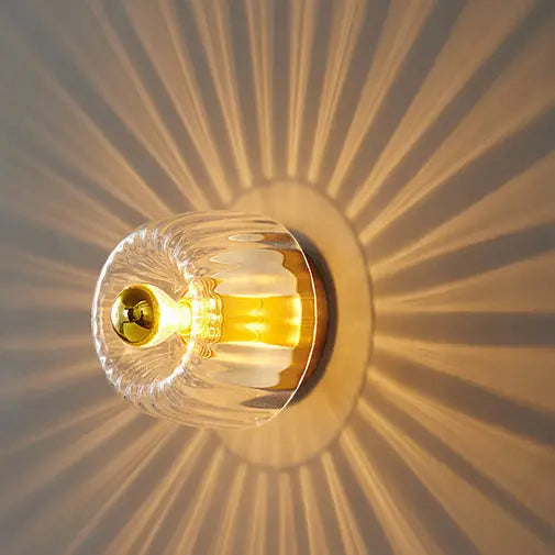 Modern Luxury Glass Sun Shape Full Copper Dual Purpose 1-Light Flush Mount Light Cuvalon