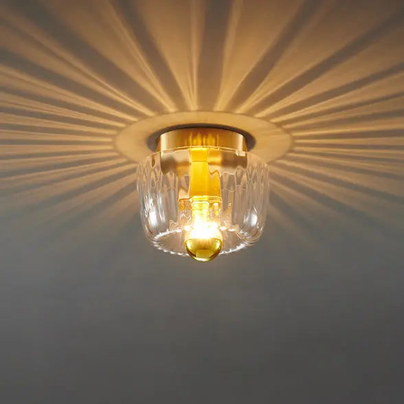 Modern Luxury Glass Sun Shape Full Copper Dual Purpose 1-Light Flush Mount Light Cuvalon