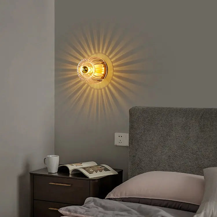 Modern Luxury Glass Sun Shape Full Copper Dual Purpose 1-Light Flush Mount Light Cuvalon