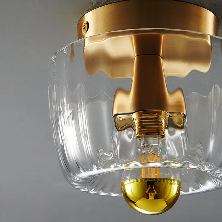 Modern Luxury Glass Sun Shape Full Copper Dual Purpose 1-Light Flush Mount Light Cuvalon