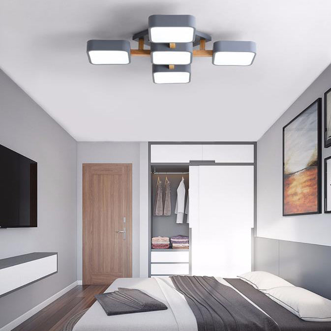 Modern Acrylic Small Cube Combination LED Flush Mount Light Cuvalon