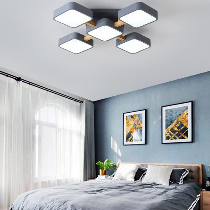 Modern Acrylic Small Cube Combination LED Flush Mount Light Cuvalon