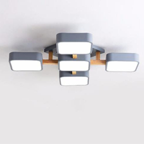 Modern Acrylic Small Cube Combination LED Flush Mount Light Cuvalon