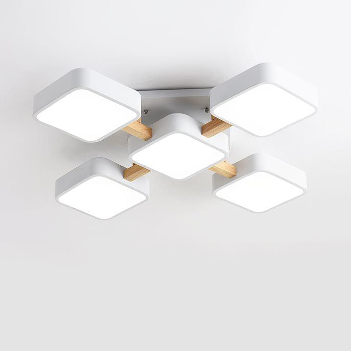 Modern Acrylic Small Cube Combination LED Flush Mount Light Cuvalon