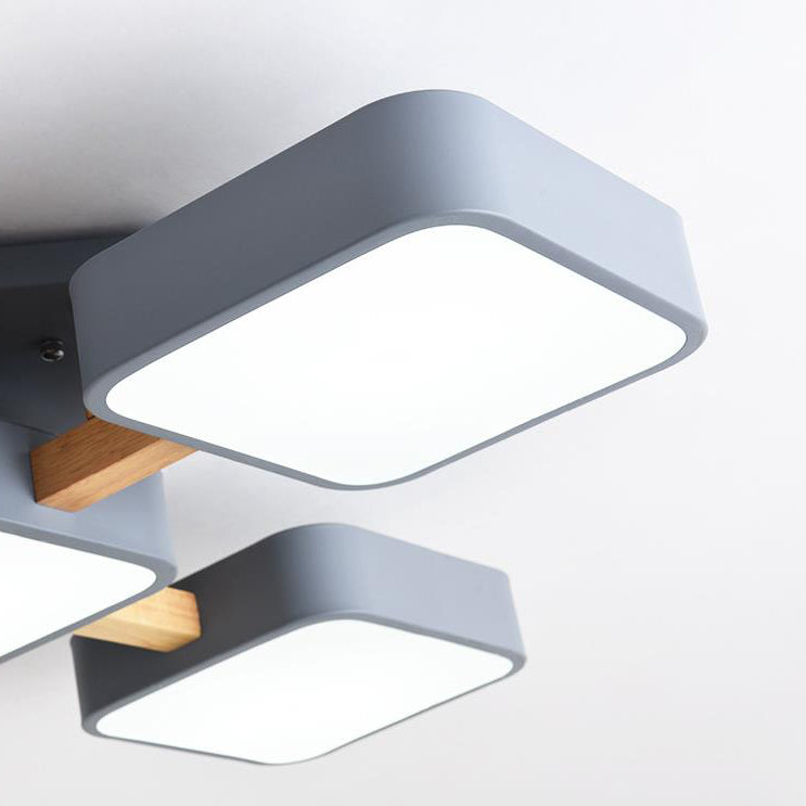 Modern Acrylic Small Cube Combination LED Flush Mount Light Cuvalon