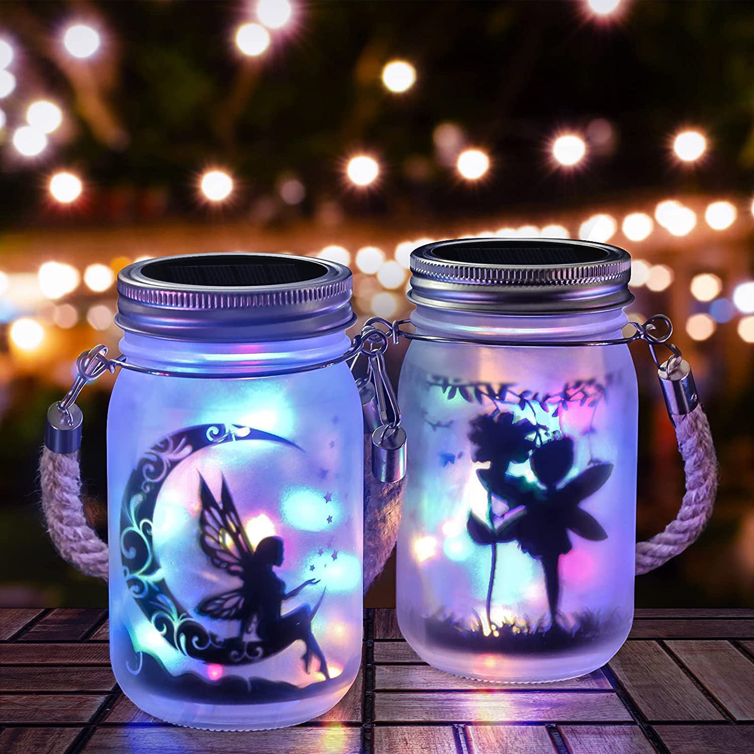 Solar Creative Fairy Frosted Glass Jar LED Outdoor Light Cuvalon