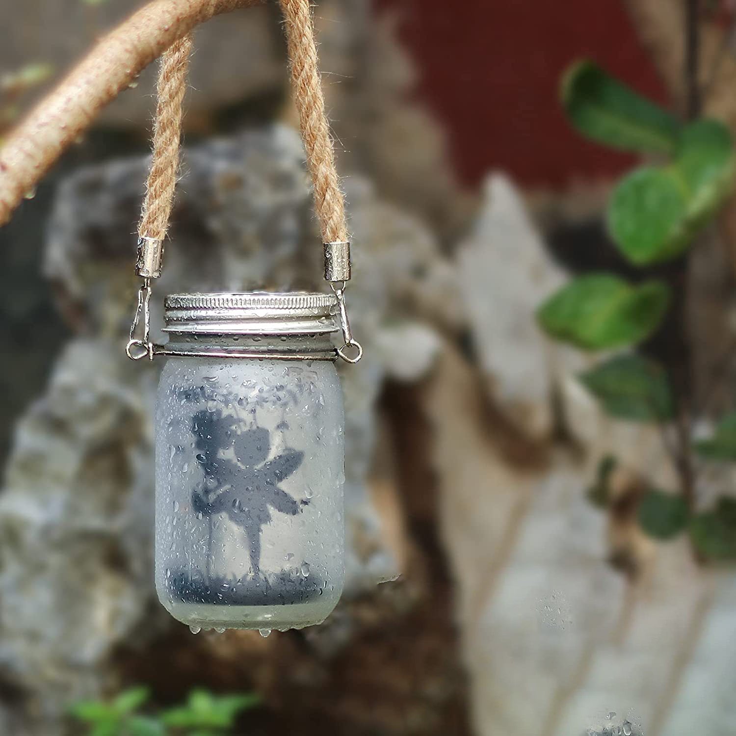 Solar Creative Fairy Frosted Glass Jar LED Outdoor Light Cuvalon