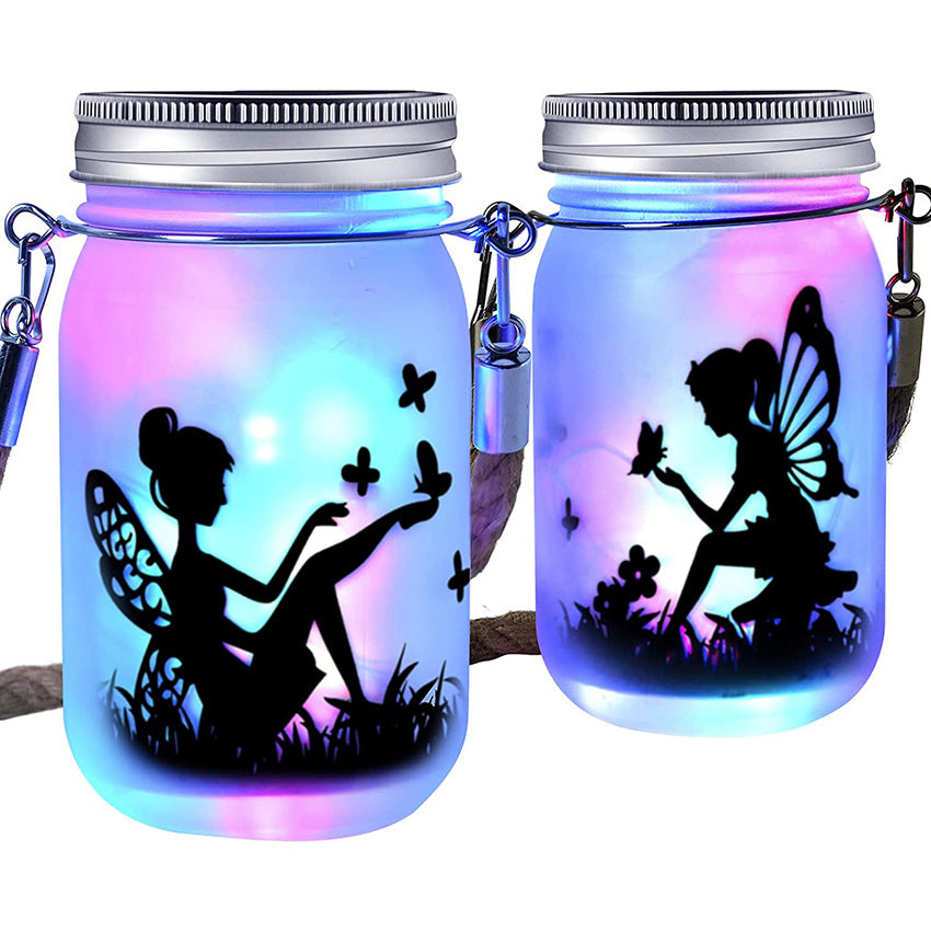 Solar Creative Fairy Frosted Glass Jar LED Outdoor Light Cuvalon