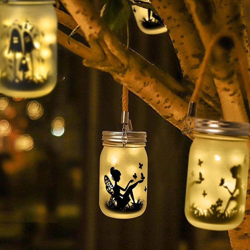 Solar Creative Fairy Frosted Glass Jar LED Outdoor Light Cuvalon