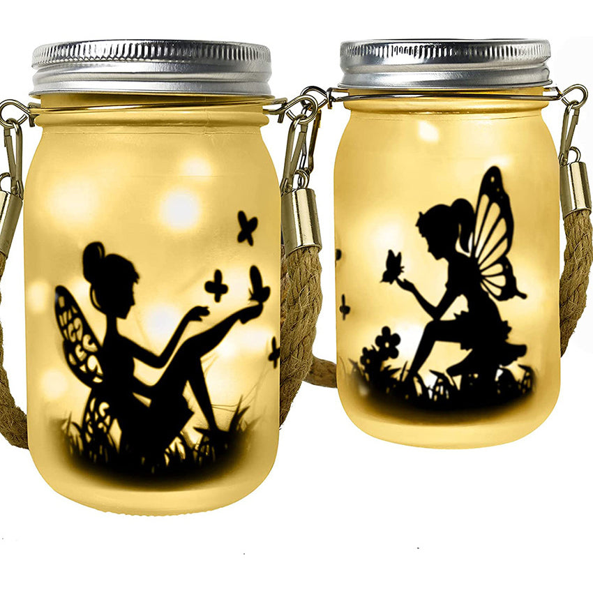 Solar Creative Fairy Frosted Glass Jar LED Outdoor Light Cuvalon