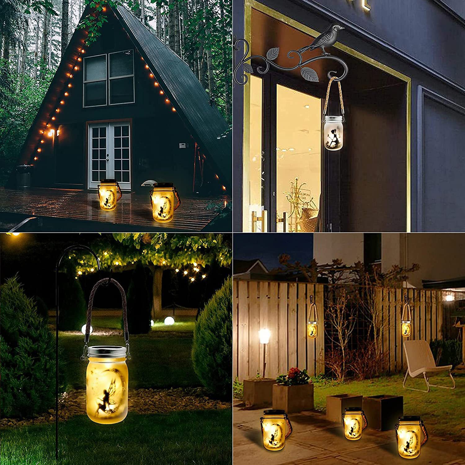 Solar Creative Fairy Frosted Glass Jar LED Outdoor Light Cuvalon