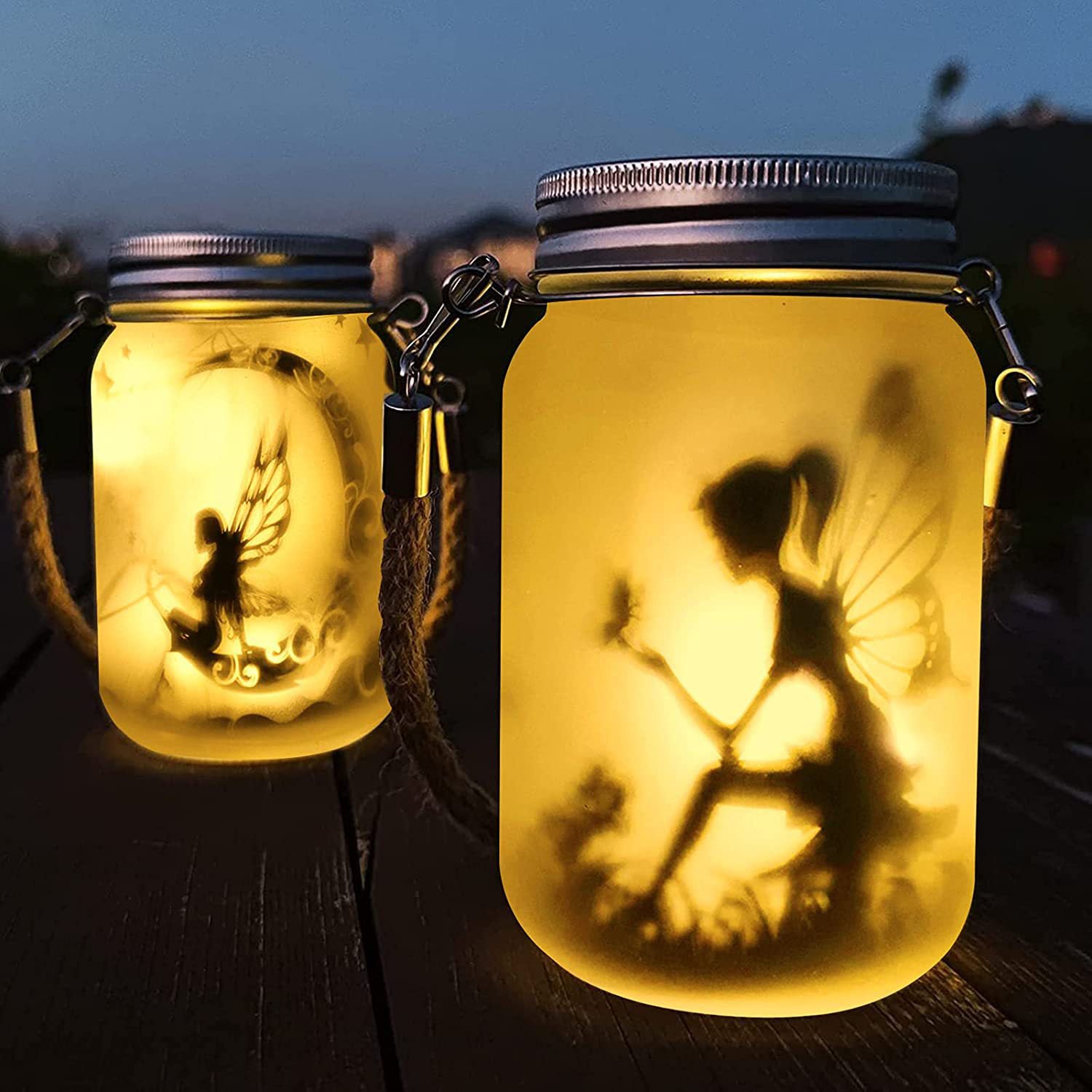 Solar Creative Fairy Frosted Glass Jar LED Outdoor Light Cuvalon