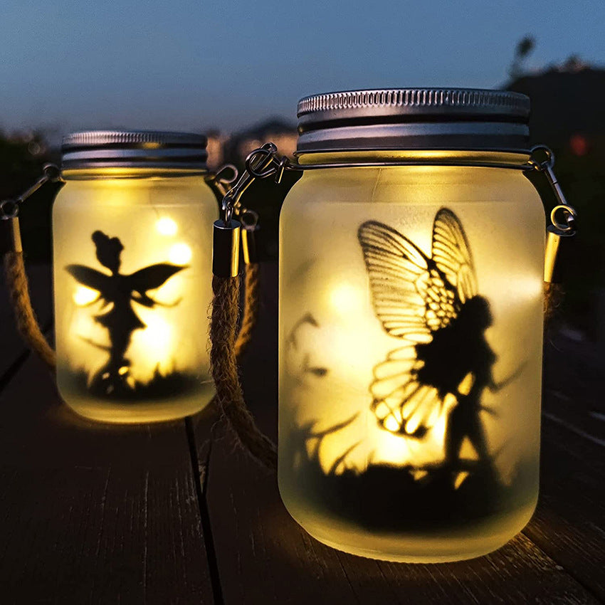 Solar Creative Fairy Frosted Glass Jar LED Outdoor Light Cuvalon