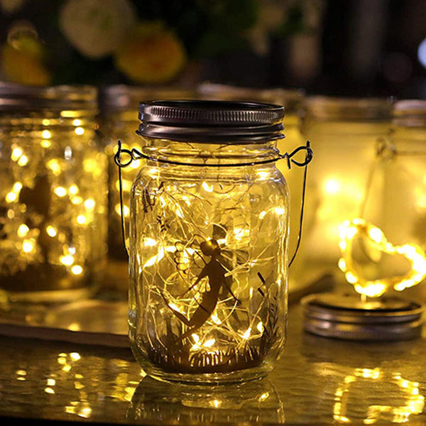 Solar Creative Fairy Frosted Glass Jar LED Outdoor Light Cuvalon