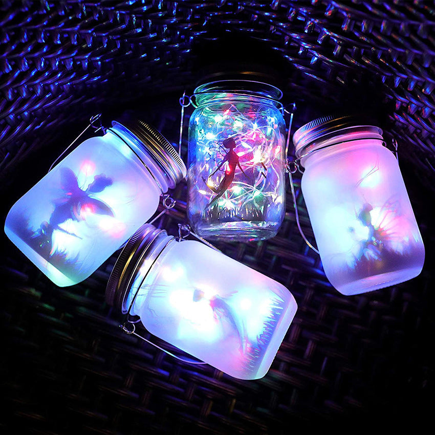 Solar Creative Fairy Frosted Glass Jar LED Outdoor Light Cuvalon