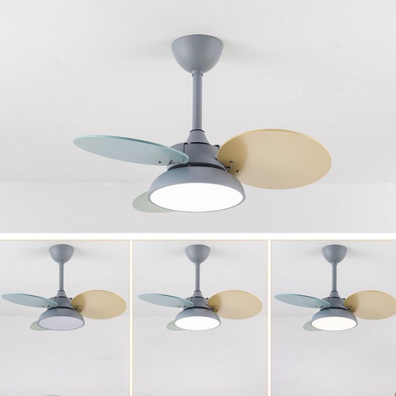Simple Colorful Round Fan Leaf Kids Downrods Ceiling Fan Light Cuvalon