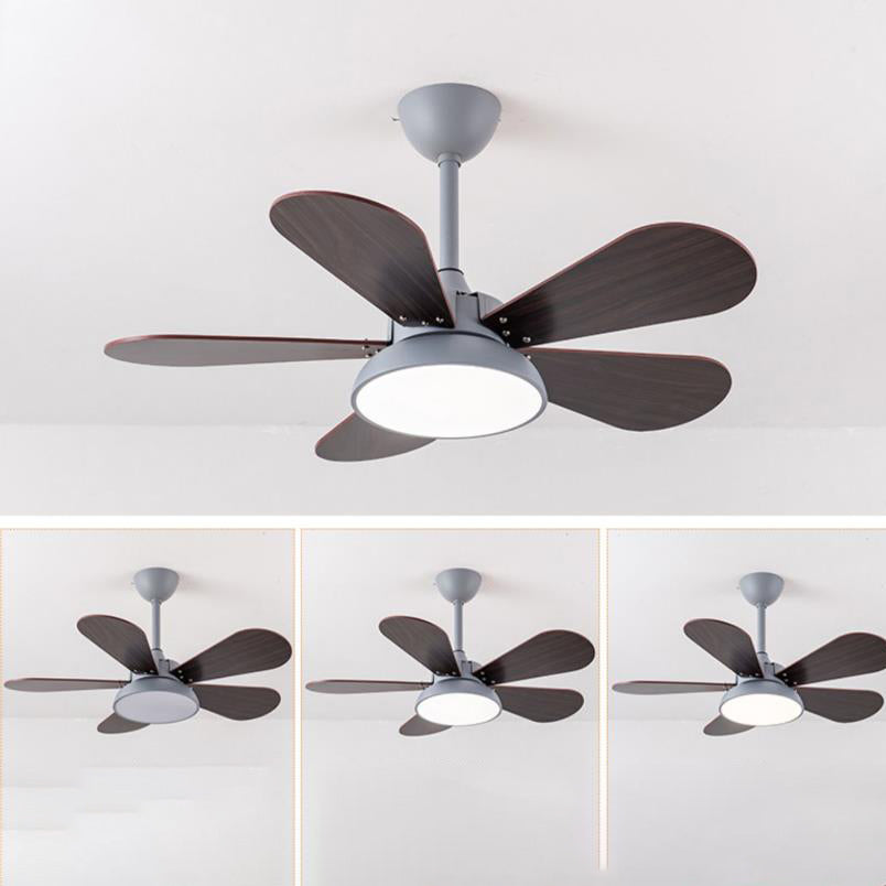 Simple Colorful Round Fan Leaf Kids Downrods Ceiling Fan Light Cuvalon