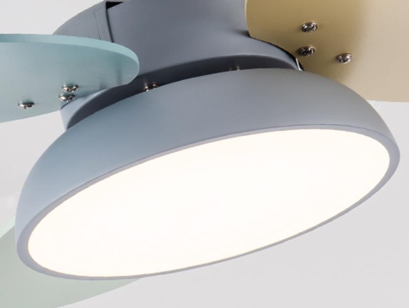 Simple Colorful Round Fan Leaf Kids Downrods Ceiling Fan Light Cuvalon