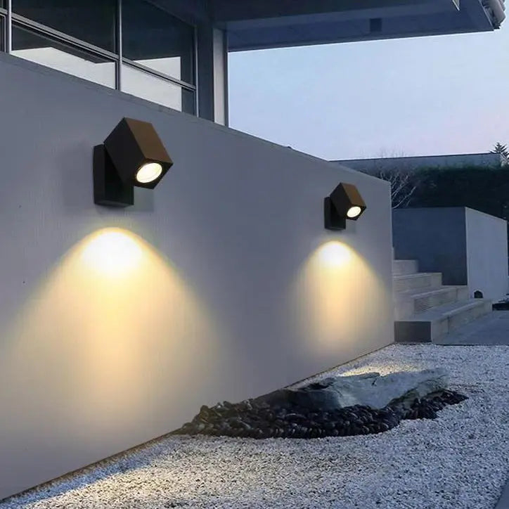 Modern Outdoor Waterproof Square Spotlight Adjustable Angle LED Garden Wall Sconce Lamp Cuvalon