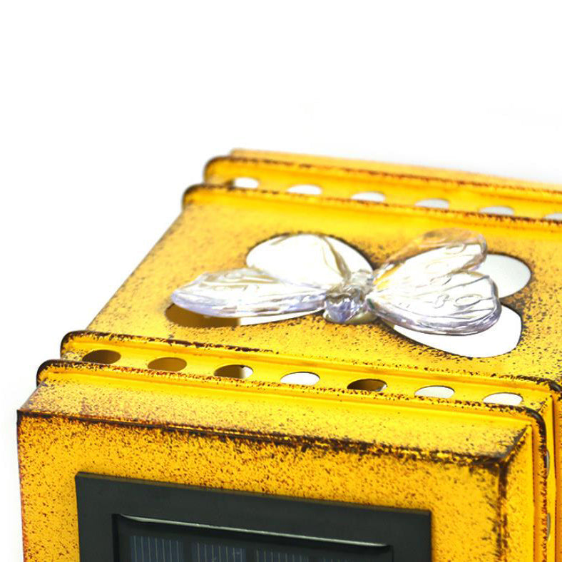 Retro Solar Square Box Aged Iron LED Outdoor Fence Wall Sconce Lamp Cuvalon