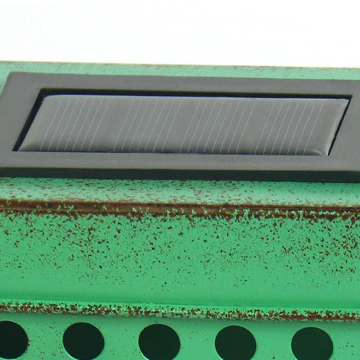 Retro Solar Square Box Aged Iron LED Outdoor Fence Wall Sconce Lamp Cuvalon