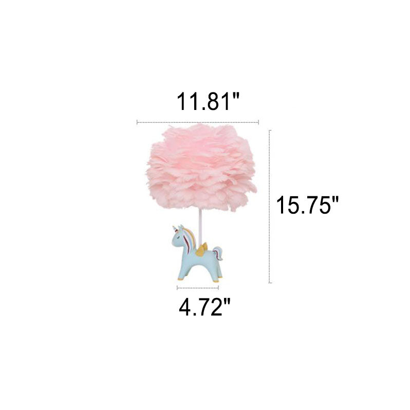 Modern Creative Unicorn Feather Children 1-Light Table Lamp Cuvalon