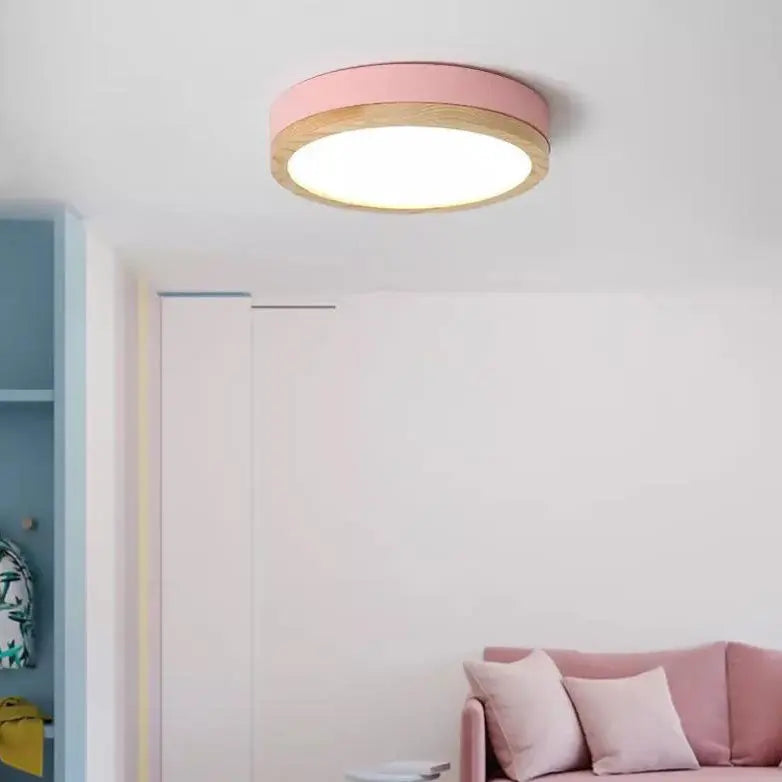 Simple Macaron Round Acrylic LED Flush Mount Ceiling Light Cuvalon