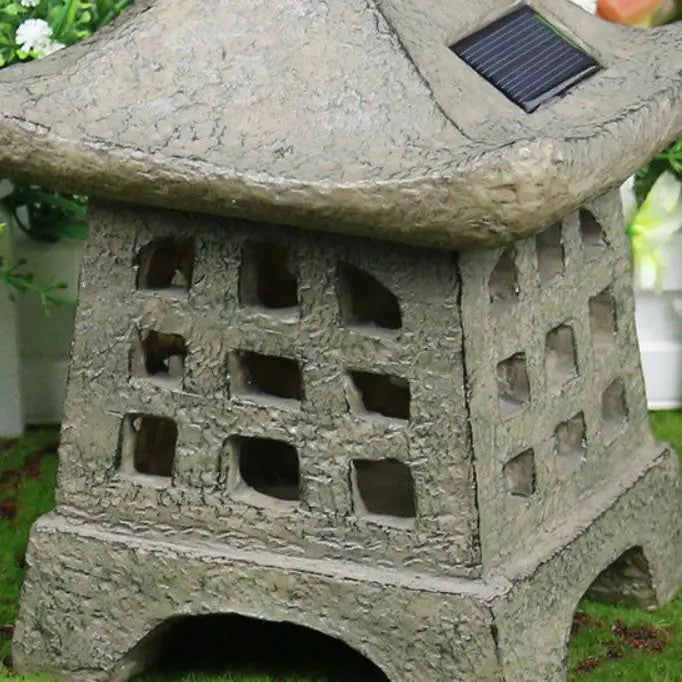 Solar House Pagoda Resin Outdoor Lawn Decorative Landscape Light Cuvalon
