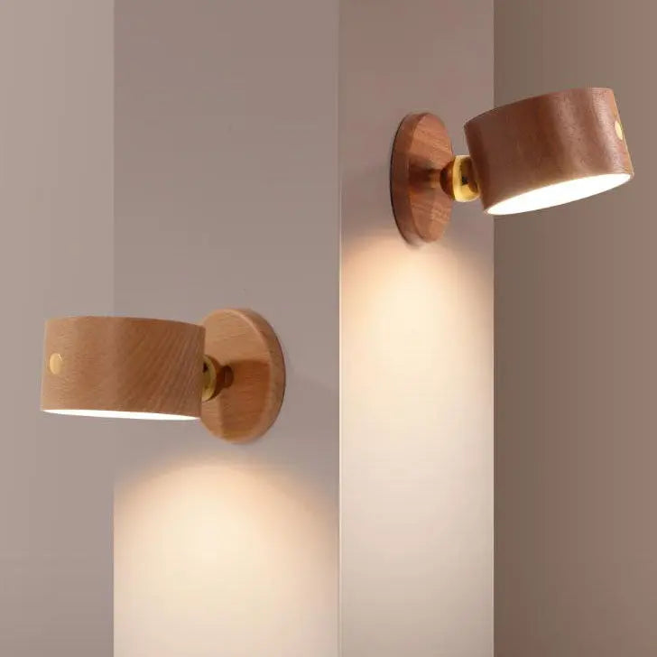 Simple Wooden USB Rechargeable Touch Magnetic LED Night Light Wall Sconce Lamp Cuvalon