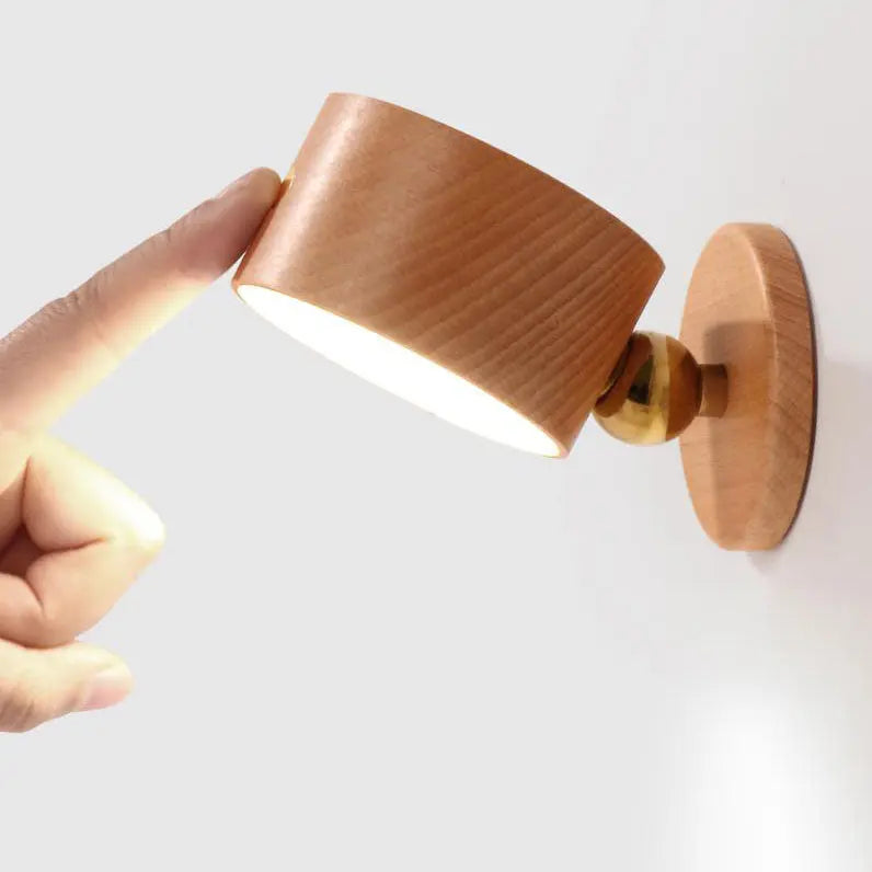 Simple Wooden USB Rechargeable Touch Magnetic LED Night Light Wall Sconce Lamp Cuvalon