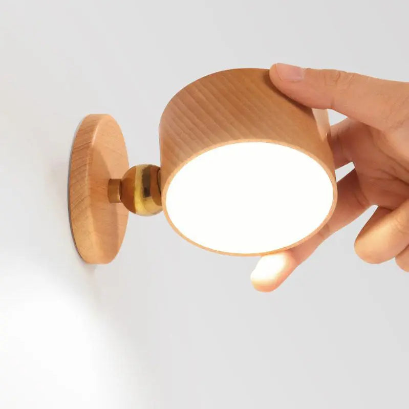 Simple Wooden USB Rechargeable Touch Magnetic LED Night Light Wall Sconce Lamp Cuvalon