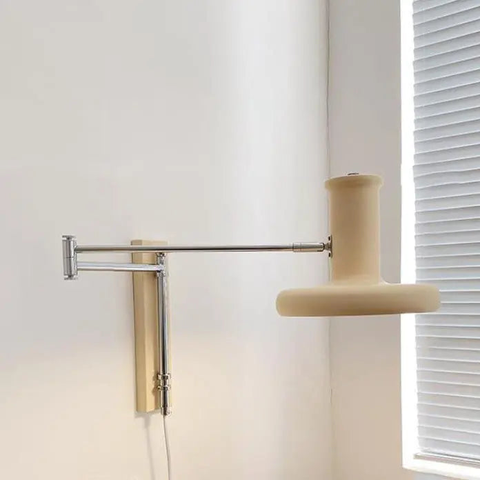 Nordic Minimalist  Beige Swing Arm 1-Light Wall Sconce Lamp Cuvalon