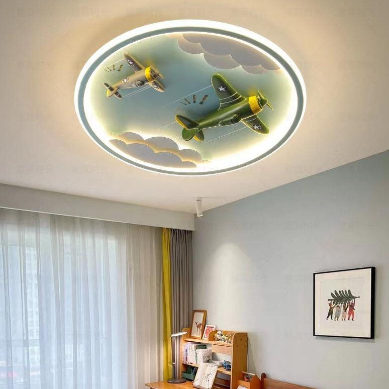 Modern Cartoon Resin Airplane Pegasus Acrylic Shade LED Kids Flush Mount Ceiling Light Cuvalon