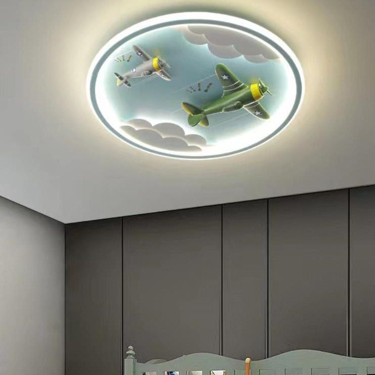 Modern Cartoon Resin Airplane Pegasus Acrylic Shade LED Kids Flush Mount Ceiling Light Cuvalon