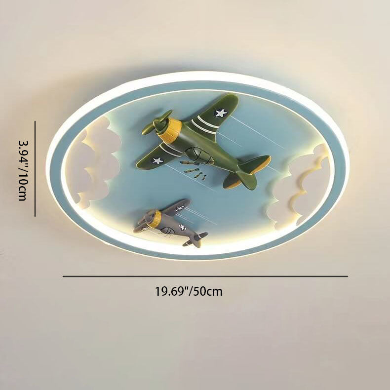 Modern Cartoon Resin Airplane Pegasus Acrylic Shade LED Kids Flush Mount Ceiling Light Cuvalon