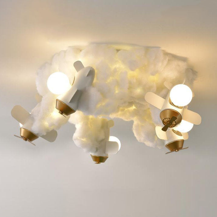 Modern Creative Spray Airplane Cotton 1/3/5-Light Kids Flush Mount Ceiling Light Cuvalon
