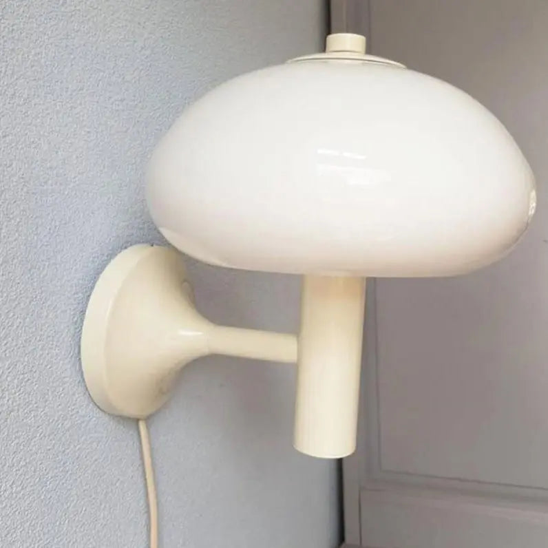 Nordic Vintage Milk White Glass Dome Mushroom 1-Light Wall Sconce Lamp Cuvalon
