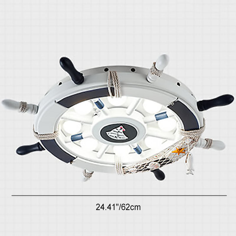 Creative Cartoon Plastic Sailboat Helmsman LED Flush Mount Ceiling Light Cuvalon