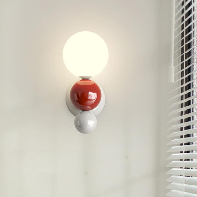 Modern Cream Style Children's Wrought Iron Sphere 1-Light Wall Sconce Lamp Cuvalon