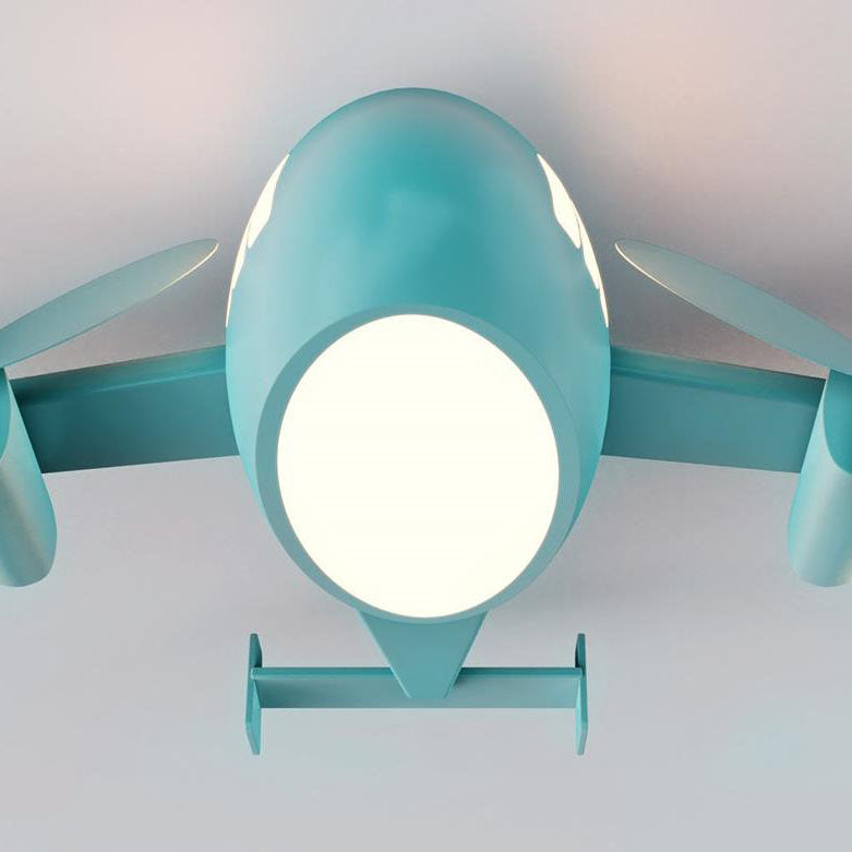 Nordic Creative Kids Cartoon Wrought Iron Airplane LED Flush Mount Ceiling Light Cuvalon