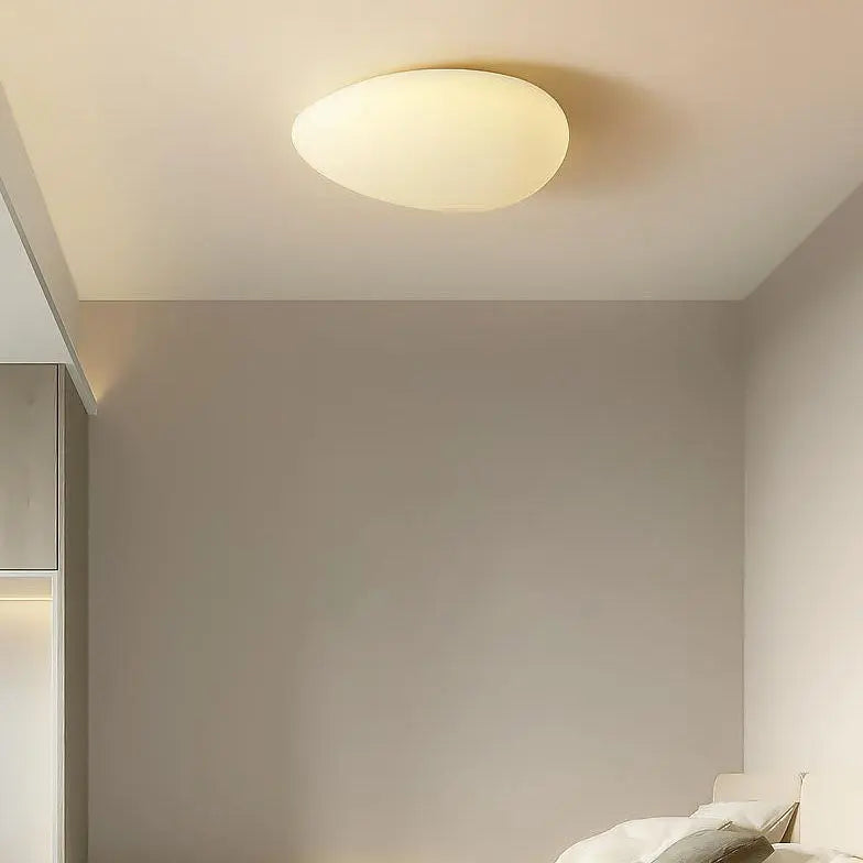 Nordic Minimalist Cobblestone PE Lampshade LED Flush Mount Ceiling Light Cuvalon
